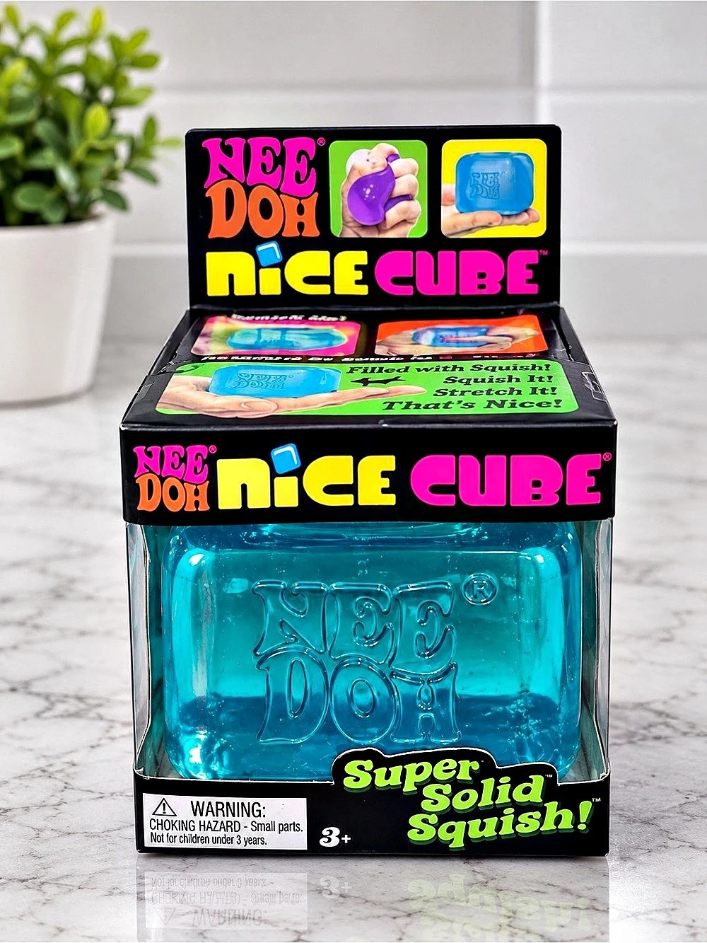 NeeDoh Nice Cube Super Solid Squish Blue Squish Toy NWT